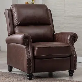 Cp0165ay11d-f198-ebbn Canmov Pushback Recliner Chair Faux Leather Armchair Rivet Decoration