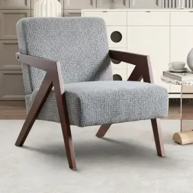 H013631 Canmov Soft Linen Fabric Accent Chair Upholstered Reading Armchair For Apartment