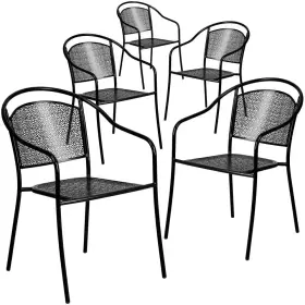 Carnegy Avenue 313089666679 Stackable Metal Outdoor Dining Chair In Black Set Of 5