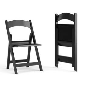 Carnegy Avenue 445054820809 Black Vinyl Seat With Resin Frame Folding Chair Set Of 2