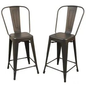 Th1001-24f Carolina Cottage Adeline 24 Inch Rustic Pewter Metal Counter Stool Set Of 2