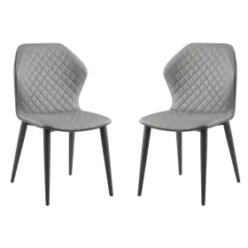 Casabianca Furniture 810122503293 Home Olivia Set Of 2 Polyurethane Leather Dining Chairs - Gray
