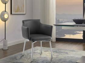 Casabianca Furniture Cb-951diagr Home Suzzie 180 Swivel Arm Dining Chair In Dark Gray Pu Leather