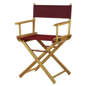 Casual Home 030159200488 18 Inch Directors Chair Natural Frame With Burgundy Canvas
