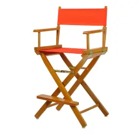 Casual Home 030159225191 Directors Chair Honey Oak Frame/orange Canvas 24 Inch - Counter Height