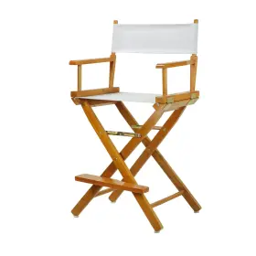 Casual Home 030159225290 24 Inch Directors Chair Honey Oak Frame-with White Canvas Counter Height