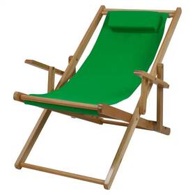 Casual Home 445055171146 Natural Frame And Green Canvas Solid Wood Sling Chair