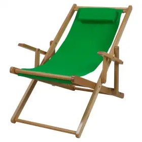 Casual Home 445055171146 Natural Frame And Green Canvas Solid Wood Sling Chair