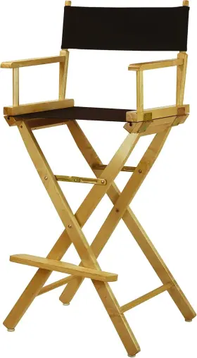 W9y-yus-230-00-021-32 Casual Home Directors Chair 30in Bar Height Natural Frame With Black Canvas