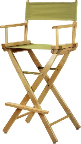 Casuu 313115484451 30 Inch Directors Chair Natural Frame-with Olive Canvas Bar Height