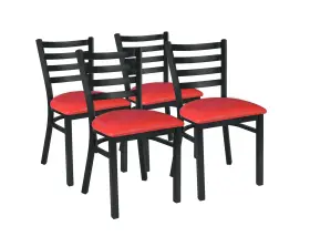 32q-200 Cenpro Commercial Restaurant Chair Black Metal Ladder-back Red Vinyl