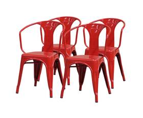 Cenpro 32q-219 Restaurant Chair Red Metal Dining Chairs For Indoor And Outdoor Use Set