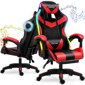 Chaho 016392994933 Computer Racing Chair With Led Lights Red