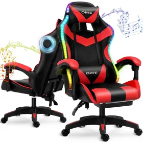 Chaho 016392994933 Computer Racing Chair With Led Lights Red