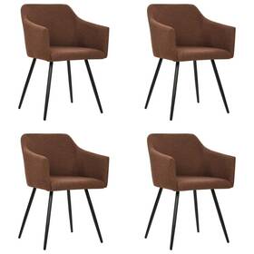Chair Set 720286290743 Of 4 Brown Fabric 100% Polyester Metal Medium