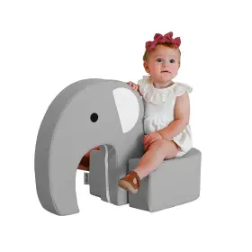 Cf805-511 Childrens Factory Emmy The Elephant Seat Gray Foam Kids Stool Toddler