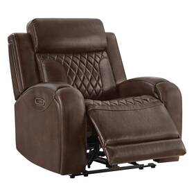Chita A5033 Genuine Leather Recliner Chair With Slide-out Cupholders&usb/type-c Ports