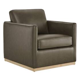 Chita Ac71038 Genuine Leather Swivel Accent Chair Fsc Certified Modern Arm