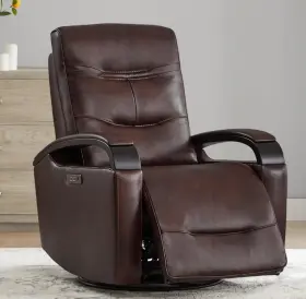 Me79067b-l2201 Chita Genuine Leather Power Swivel Glider Rocker Recliner Certified Chair Usb