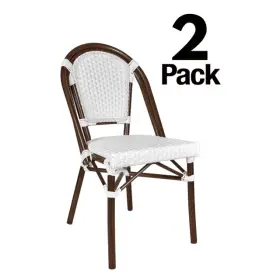 Chivari 008678307674 Armless French Bistro Patio Dining Chair 2 Bundle - White