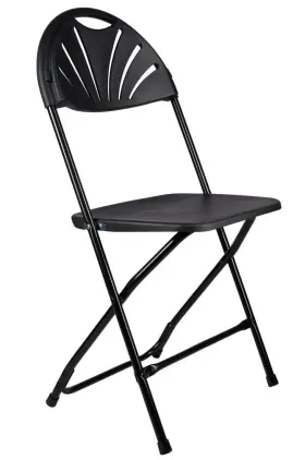 Cfpb-fan-cx-t-var-8 Chivari Black Fan Back Folding Chair - Steel-poly Sold In Sets Of 8 By