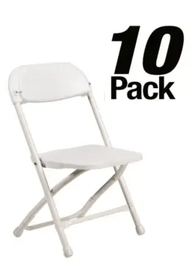 Cfpw-kid-ax-t-10 Chivari White Childrens Folding Chair Steel-poly 10 Bundle By