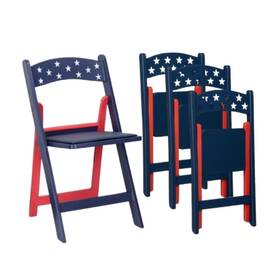 Chivari Cfrrwb-kt-4 Red White And Blue Old Glory Resin Folding Chair 4 Pack By