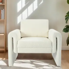 Christopher Knight Home 194798200398 Willis Modern Boucle Upholstered Accent Chair With Round Arm Ivory