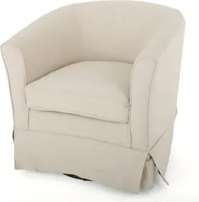 298869 Christopher Knight Home Cecilia Swivel Chair With Loose Cover Natural Fabric