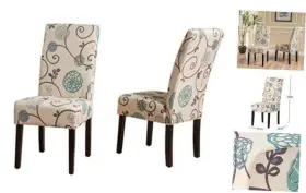 299448 Christopher Knight Home Pertica Fabric Dining Chairs 2-pcs Set Polyester White And Beige Blue Brown