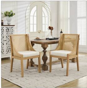 Christopher Knight Home 300258 Set Of 2 Maurers Cane And Wood Upholstered Dining Chairs