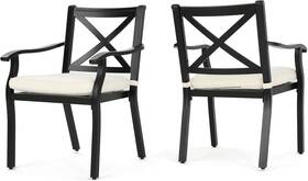 Christopher Knight Home 301071 Exuma Cast Aluminum Dining Chairs Cushions 2pc