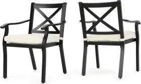 301071 Christopher Knight Home Exuma Cast Aluminum Dining Chairs Cushions 2pc