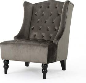 Christopher Knight Home 301250 Toddman High-back Velvet Club Sofa Chair Grey