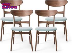 Christopher Knight Home 312795 Griselda Mid Century Modern Dining Chairs Set Of 4 Polyester And Birch Wood Mint