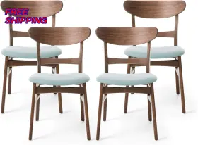 312795 Christopher Knight Home Griselda Mid Century Modern Dining Chairs Set Of 4 Polyester And Birch Wood Mint