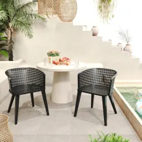 323409 Christopher Knight Home Set Of 2 Rivera Patio Iron Frame Dining Chairs Black