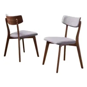 53005939 Christopher Knight Home Armless Dining Chair Set Of 2 Mid-century Gray/walnut