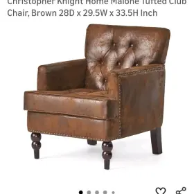 53444.00mf Christopher Knight Home Malone Tufted Faux Leather Club Chair Brown