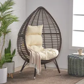 55787.00mbrn Christopher Knight Home Teardrop Wicker Lounge Chair Cushion - Scratch And Dent