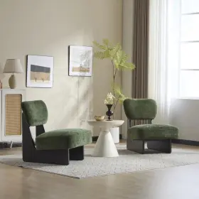 Christopher Knight Home 637162315385 Upholstered Accent Chair Set Of 2 Solid Wooden Base Black Green