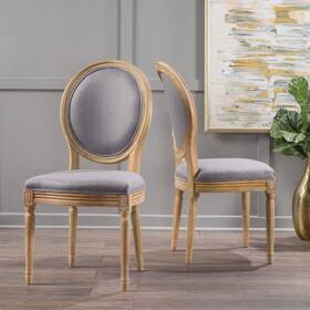 Christopher Knight Home 744759082824 Phinnaeus Fabric Dining Chairs 2-pcs Set Light Grey