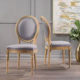 Christopher Knight Home 744759082824 Phinnaeus Fabric Dining Chairs 2-pcs Set Light Grey
