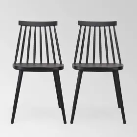 80933064 Christopher Knight Home Set Of 2 Dunsmuir Farmhouse Spindle Back Dining Chairs Black -