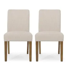 82096411 Christopher Knight Home Set Of 2 Kuna Contemporary Upholstered Dining Chairs Beige/weathered Brown