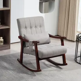 Chytoo 734150699752 Upholstered Rocking Chair Single Sofa Accent Rocker Lounge Armchair With Pillow