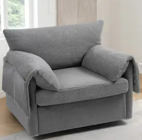 Cinkehome 719961497049 Oversized Swivel Accent Chair 400lb Upholstered Armchair Teddy Single Sofa
