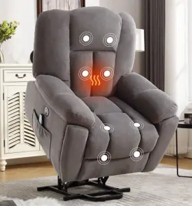 Ckprc02 Cinkehome Oversized Heat Massage Power Lift Recliner Chair Reclining Sofa With Cup Holders