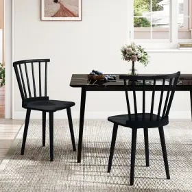 08ftc0086bbk Cleeman Hs-jv23932dk Windsor Chairs Set Of 2 Farmhouse Kitchen - Black