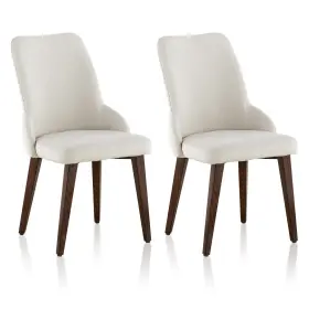 532cr Clipop Set Of 2 Modern Linen Fabric Dining Chairs Padded Kitchen Chairsb Eige